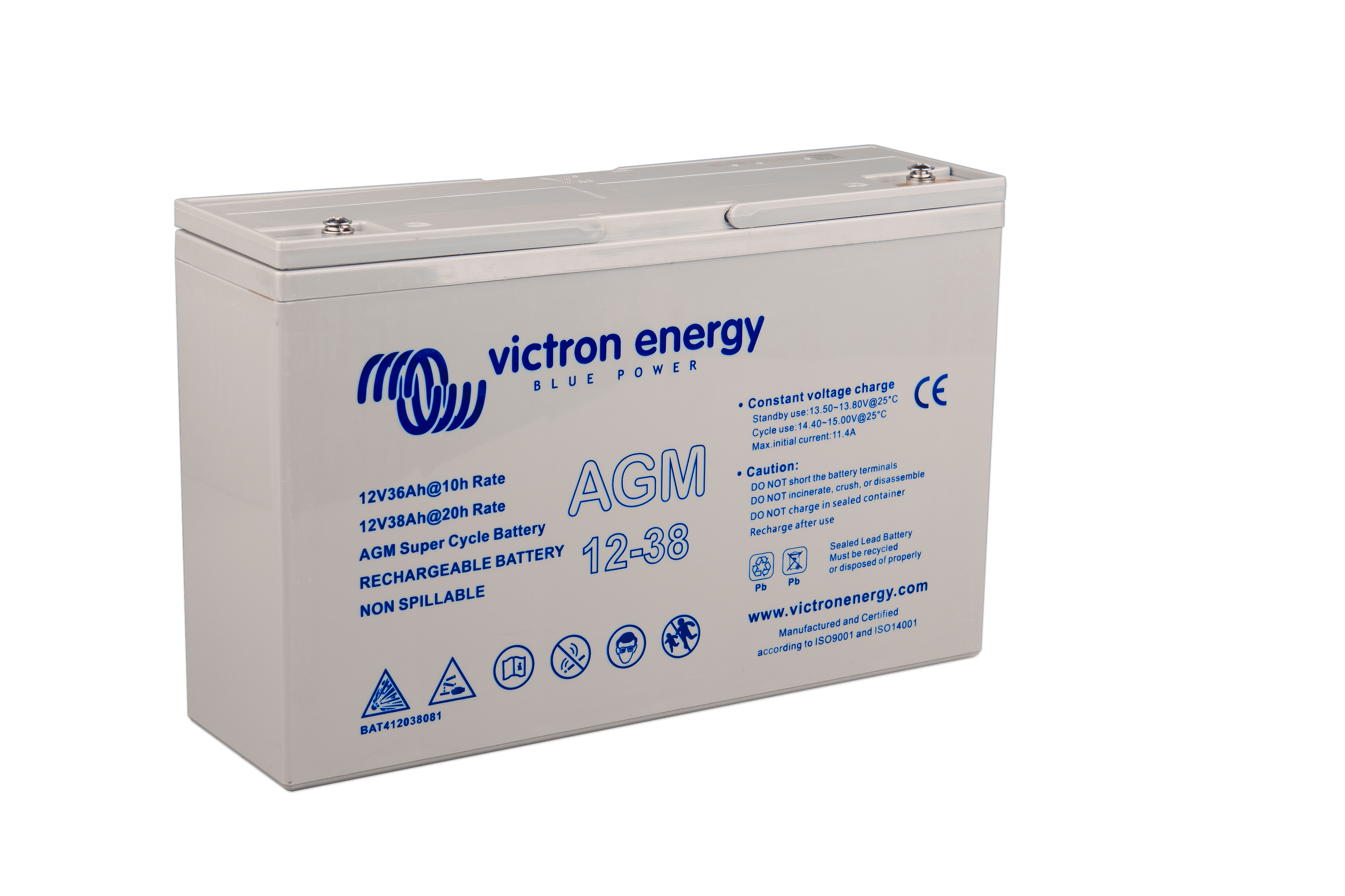 12V 38Ah AGM Super Cycle Battery (right) thumbnail