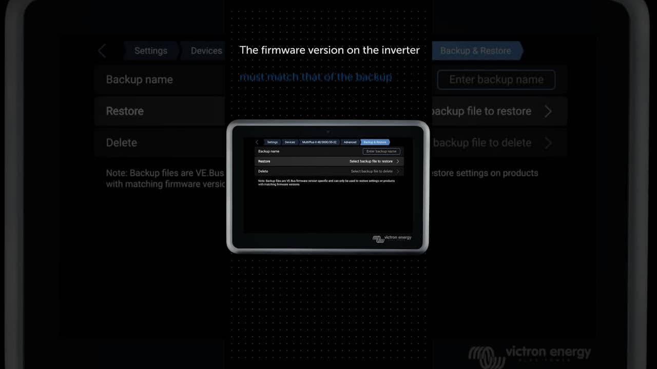 New Backup and Restore Inverter Settings Venus OS 3.60 Update #shorts